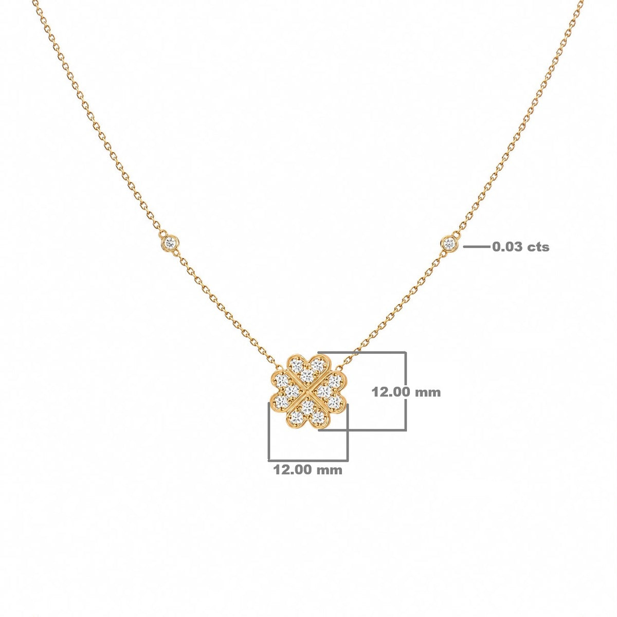 Diamond Heart-Petal Flower Necklace – Lucky Love, solid 18K gold, view 5 of 8