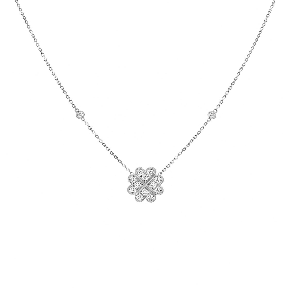 Diamond Heart-Petal Flower Necklace – Lucky Love, solid 18K gold, view 4 of 8