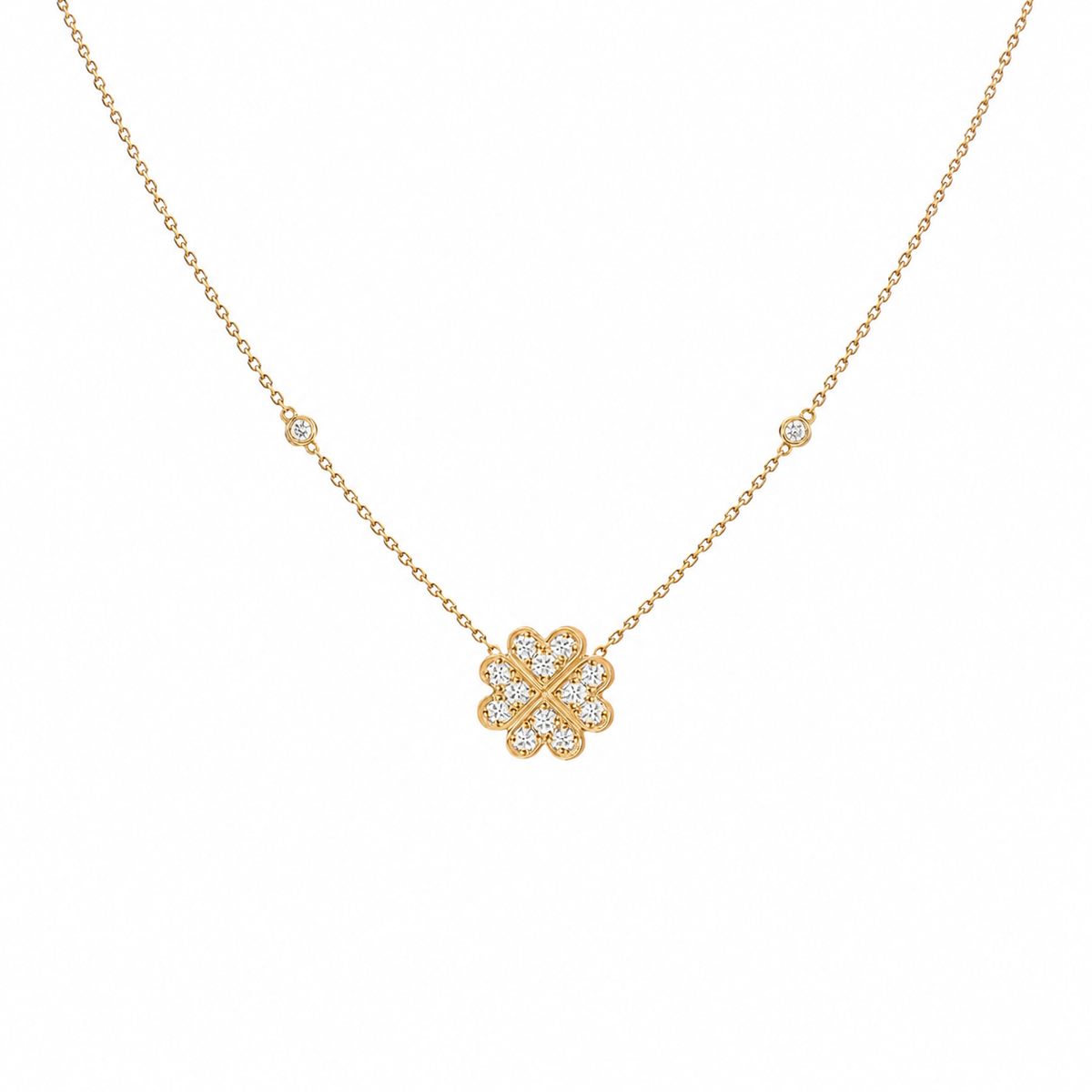 Diamond heart-petal flower necklace in 18K gold – Lucky Love