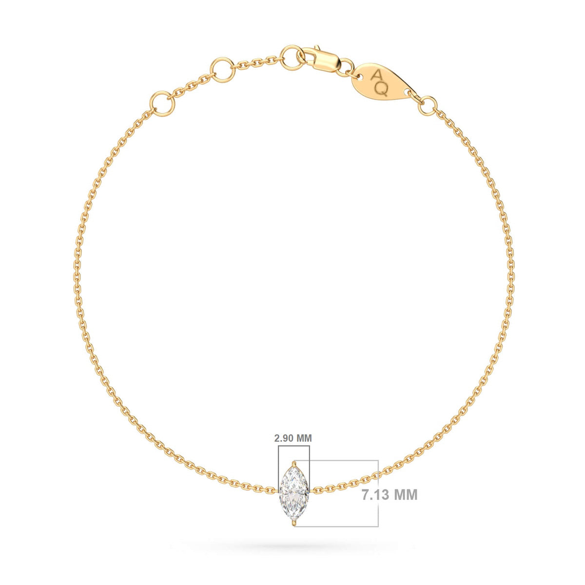 Diamond Marquise Bracelet, solid 18K gold, view 4 of 7