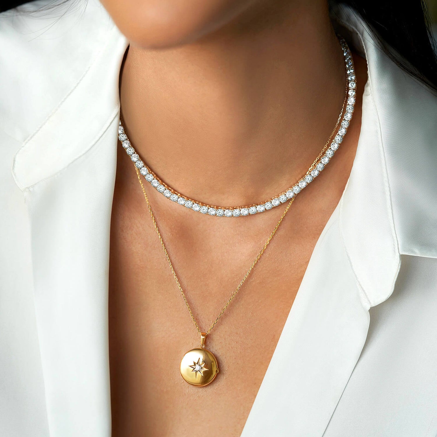 Diamond Star Locket Necklace