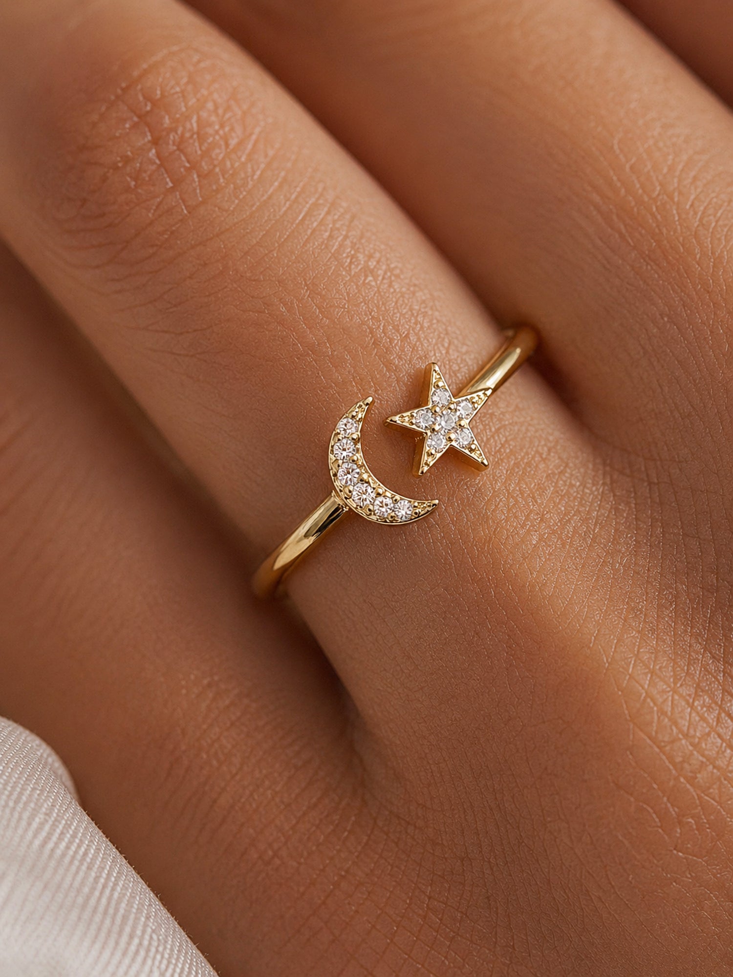 Moon and Star Ring
