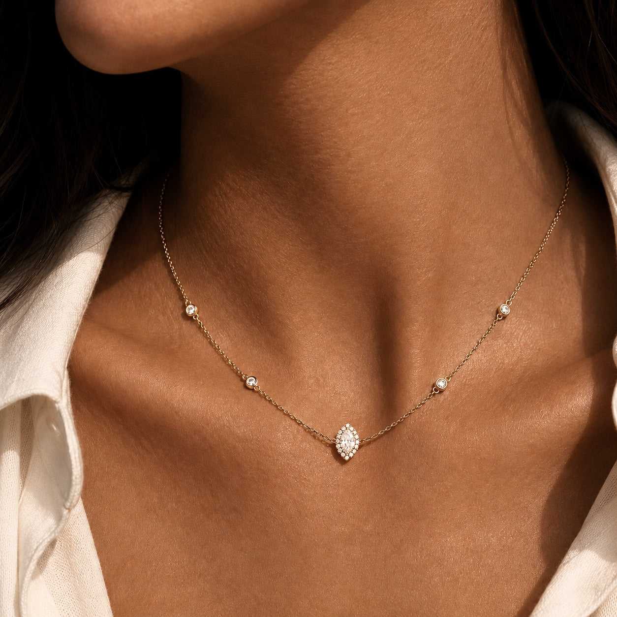 Marquise-Cut Diamond Necklace