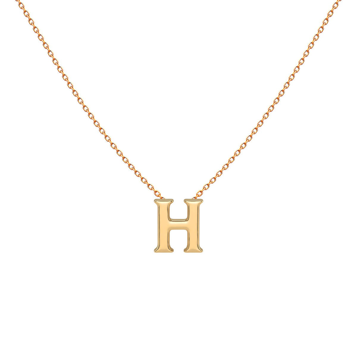 Solid gold initial pendant necklace in 18K gold – Love