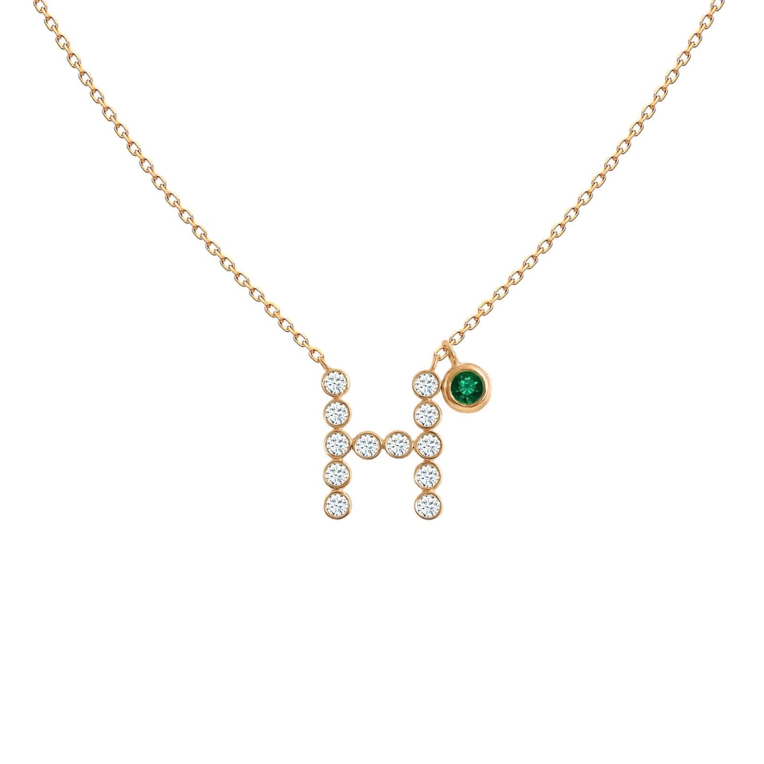 Diamond Initial & Birthstone Necklace