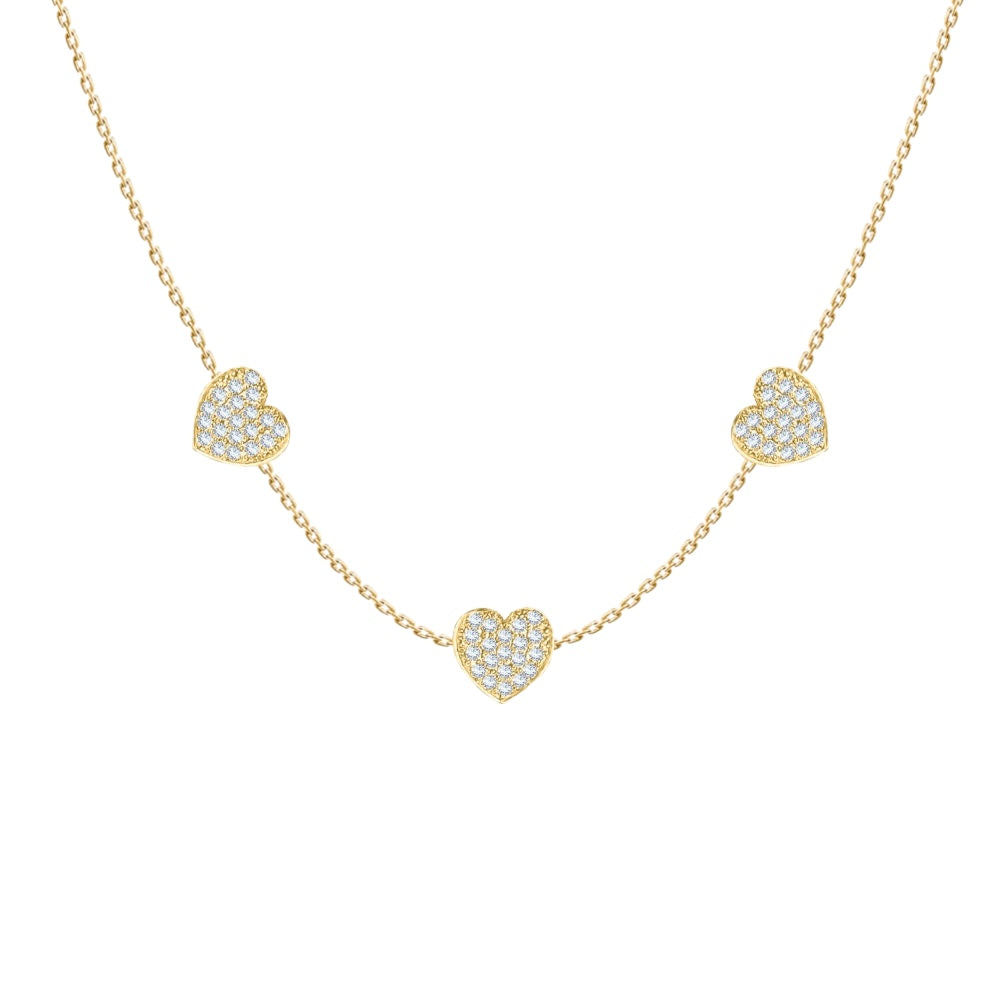 3 Diamonds Hearts Baby Necklace