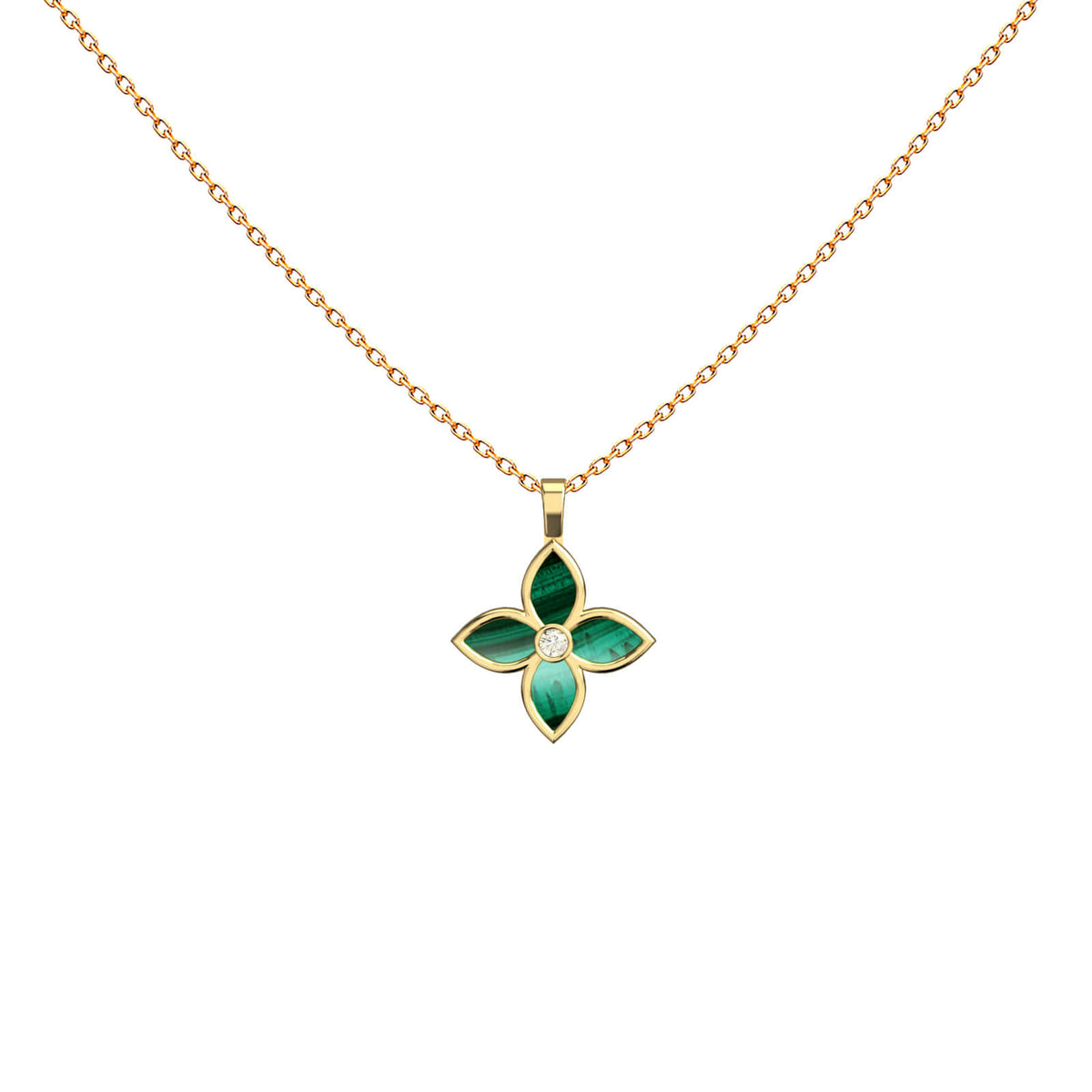 Precious stone petal flower pendant necklace in 18K gold – Thea by Aquae Jewels