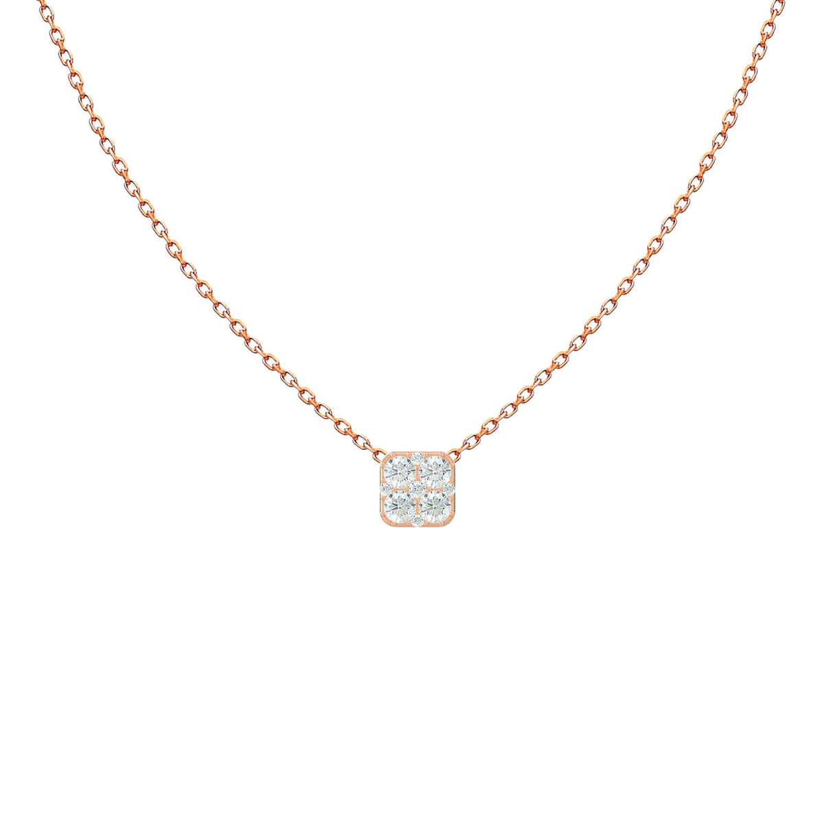 Diamond Cluster Necklace – Cushion, solid 18K gold, view 4 of 8