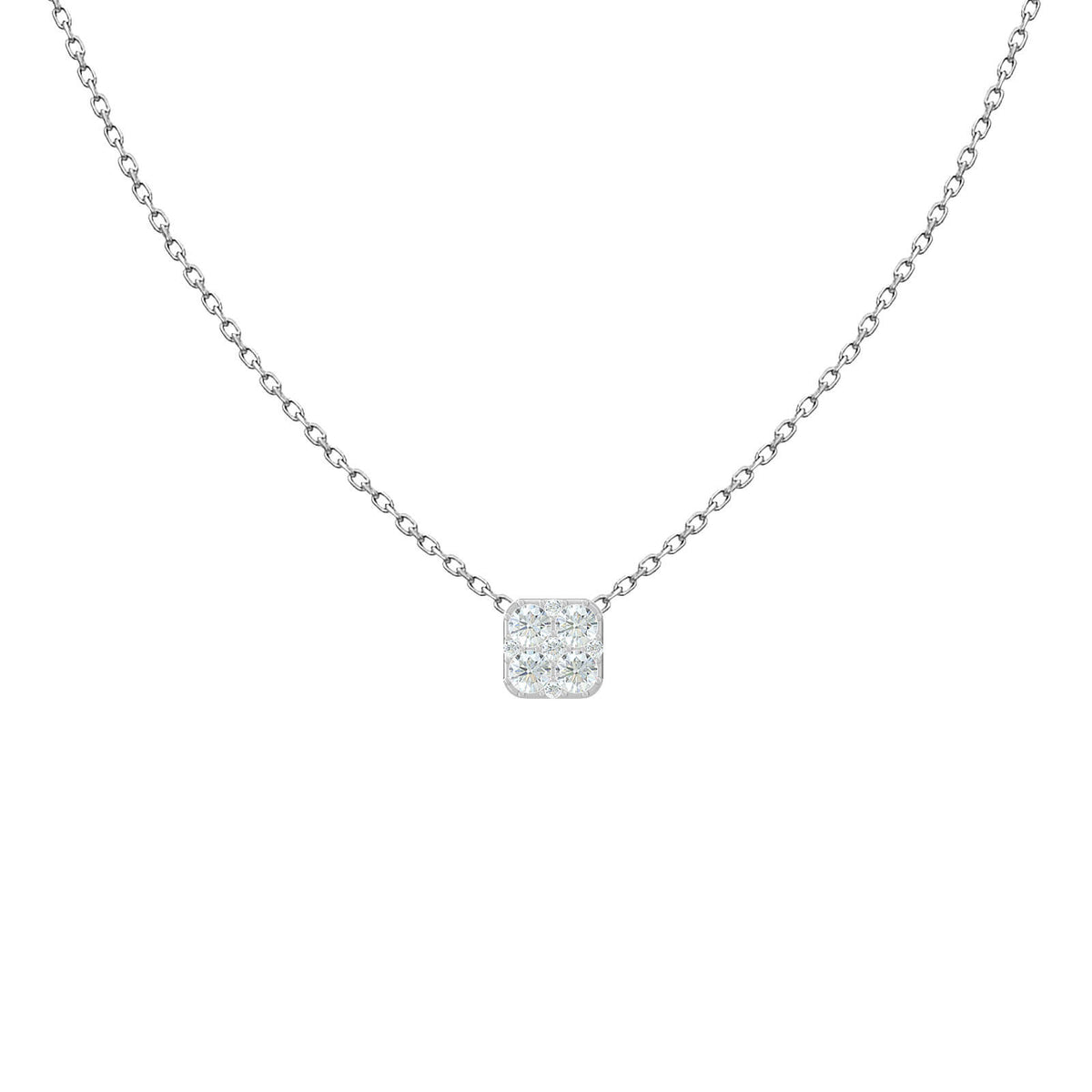 Diamond Cluster Necklace – Cushion, solid 18K gold, view 5 of 8