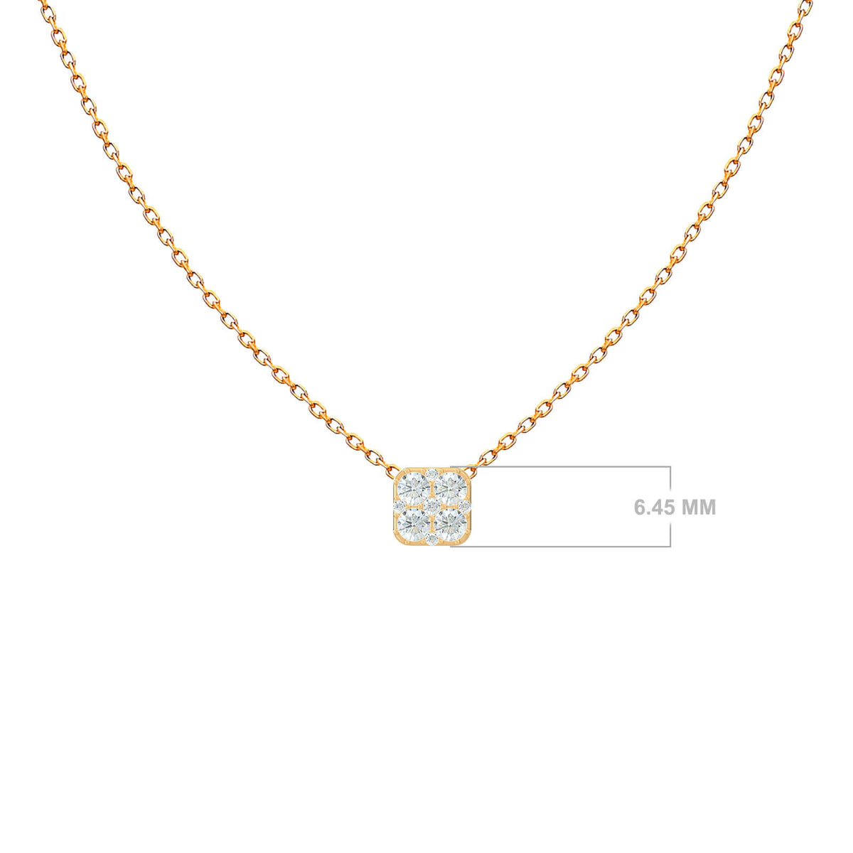 Diamond Cluster Necklace – Cushion, solid 18K gold, view 3 of 8