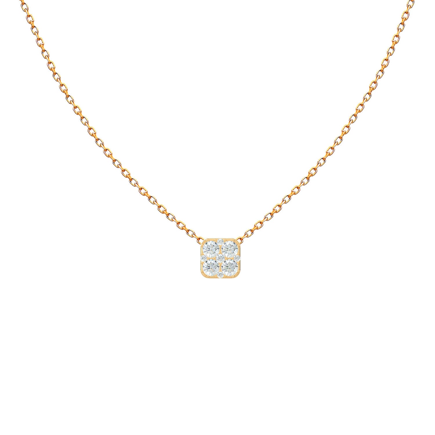 Diamond Cluster Necklace - Cushion