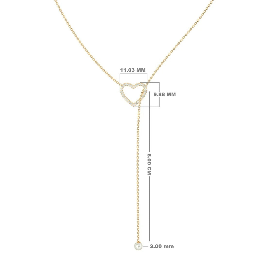Diamond Heart & Tassel Necklace – Valentine, solid 18K gold, view 2 of 8
