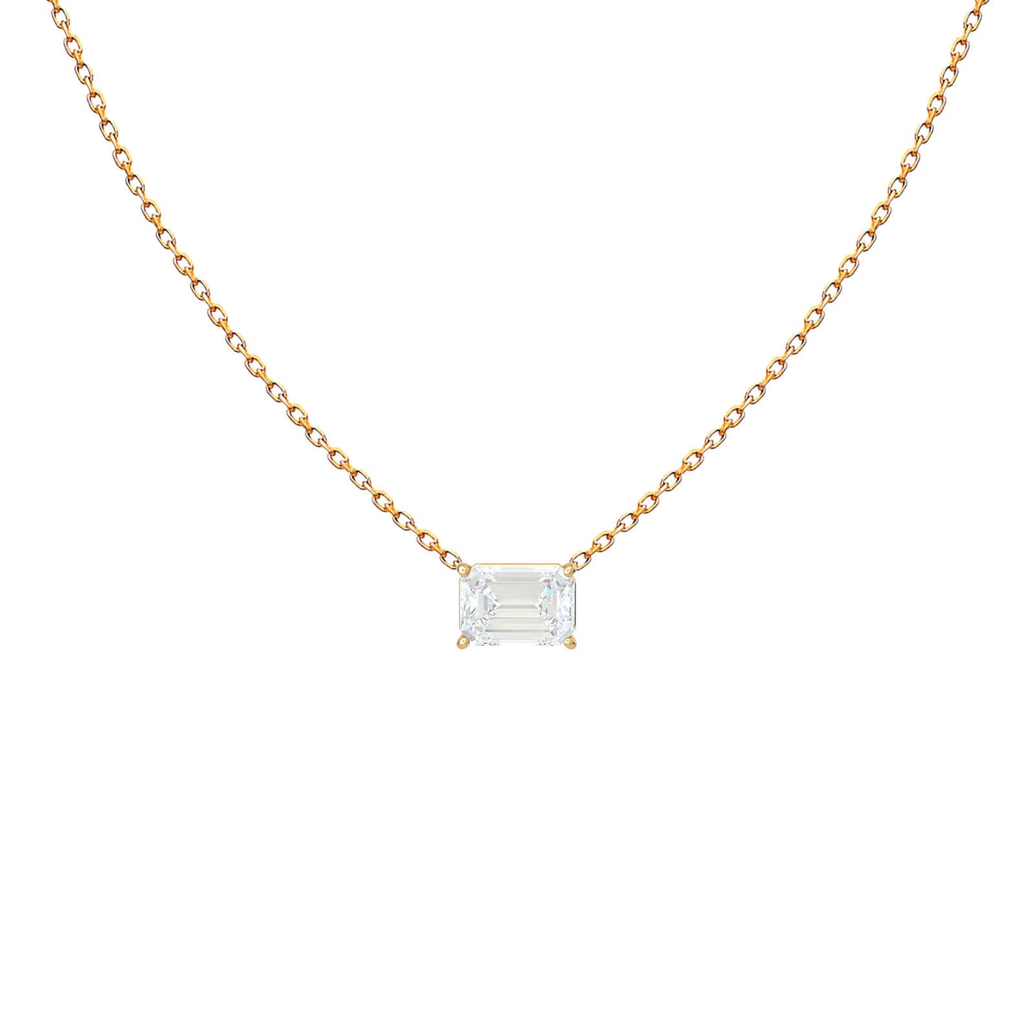 Emerald-Cut Solitaire Pendant Necklace