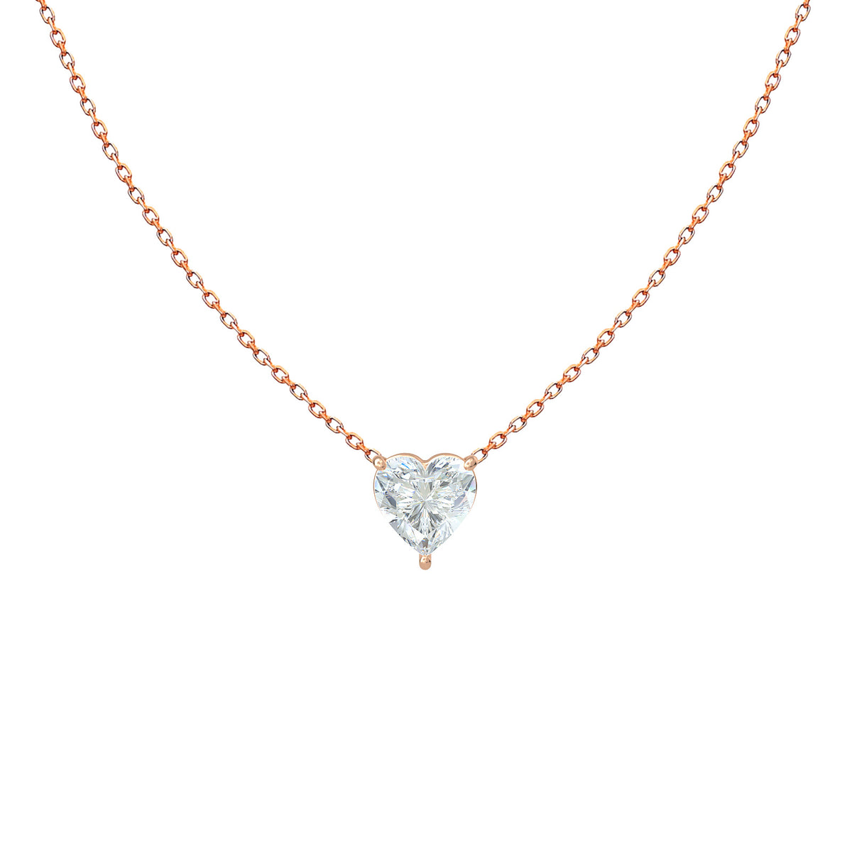 Pure Heart heart-cut diamond solitaire necklace in 18K rose gold – Aquae Jewels