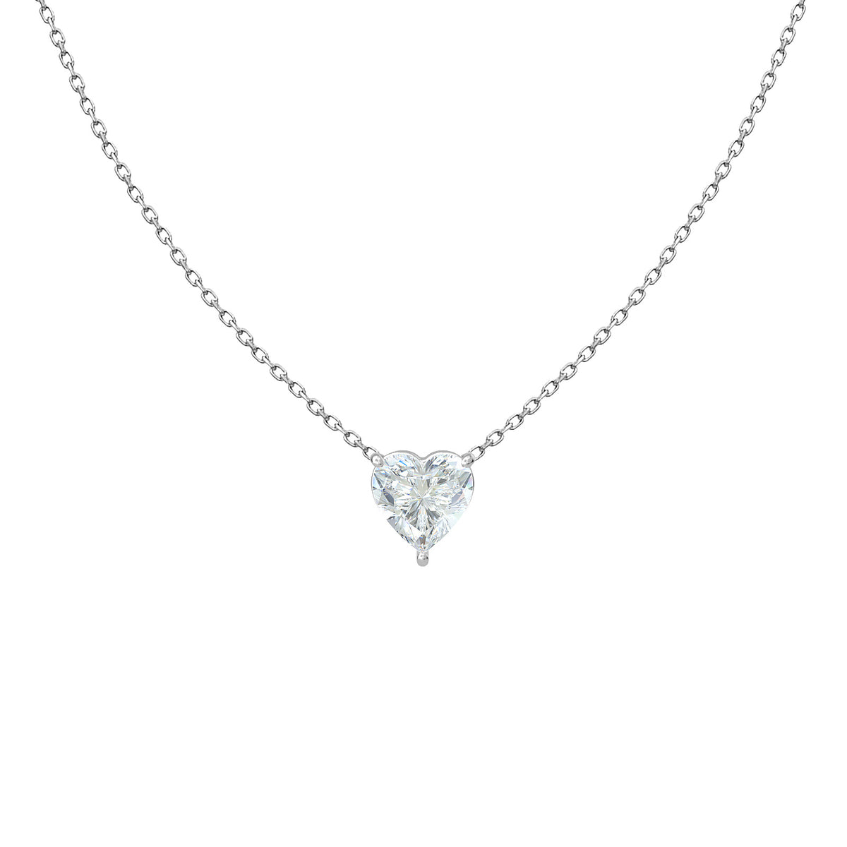 Pure Heart heart-cut diamond solitaire necklace in 18K white gold – Aquae Jewels