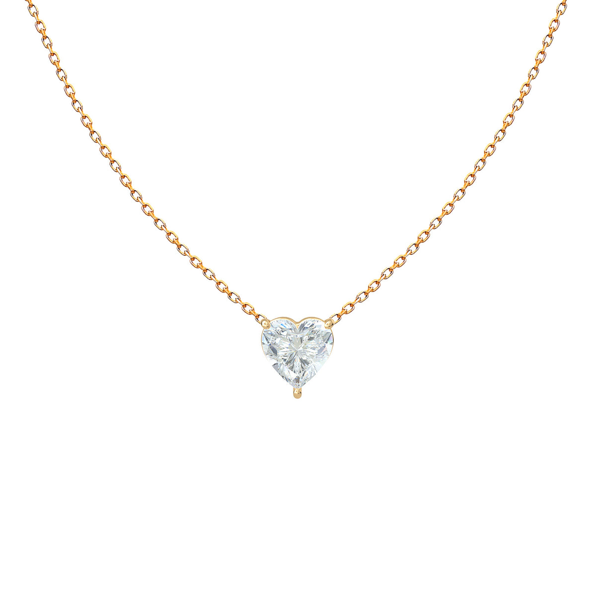 Heart-cut diamond solitaire necklace in 18K gold – Pure Heart