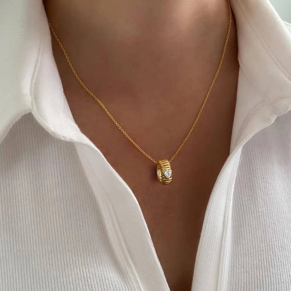 Hermes Heart Precious Stone Pendant Necklace