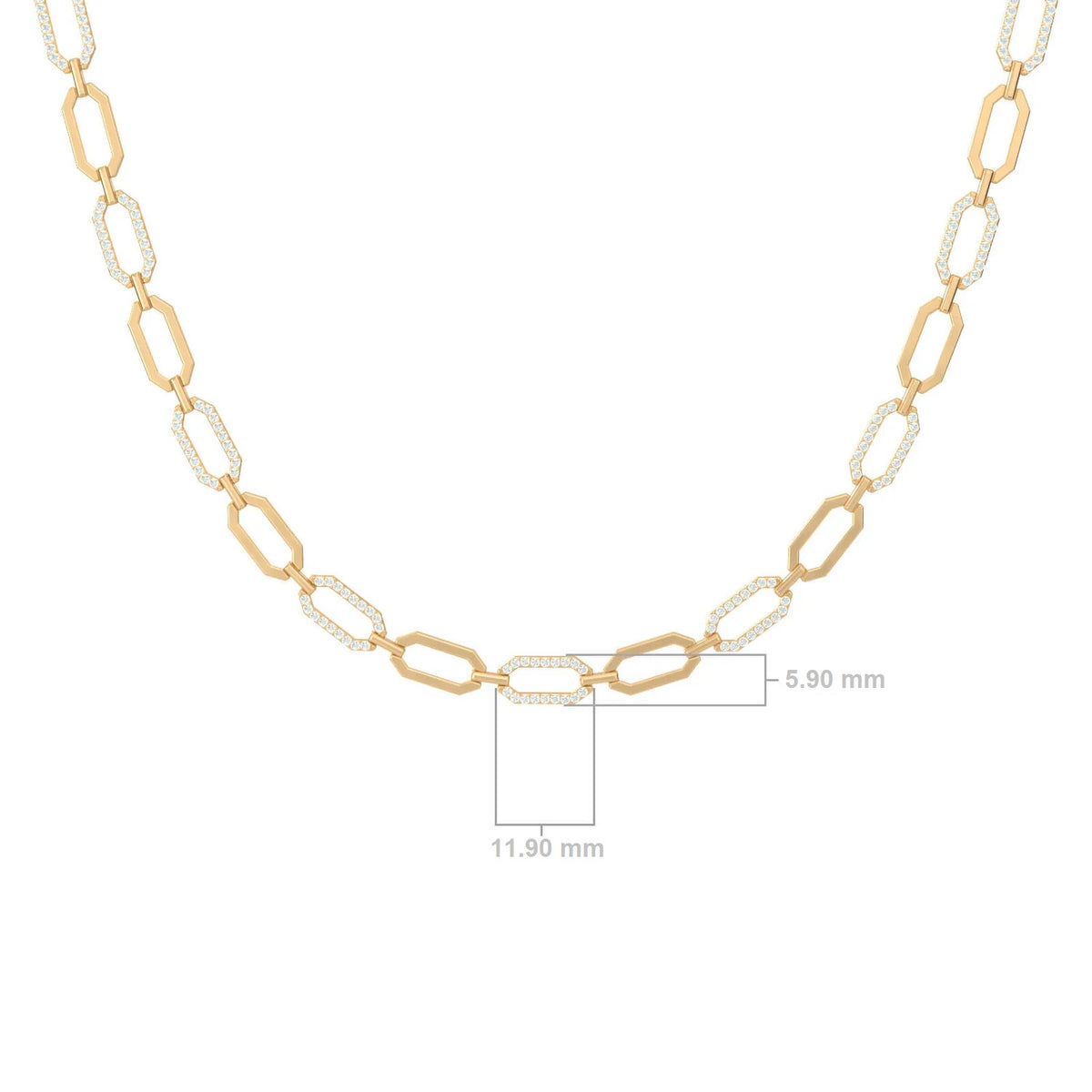 Diamond Link Chain Necklace – Lady Gaga, solid 18K gold, view 3 of 8