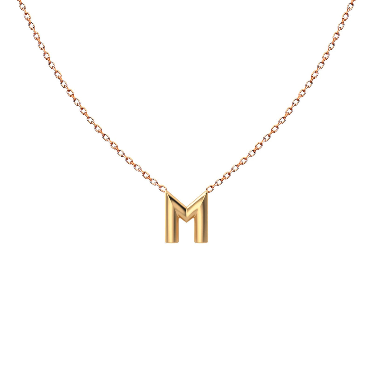 Gold relief initial pendant necklace in 18K gold – Bold