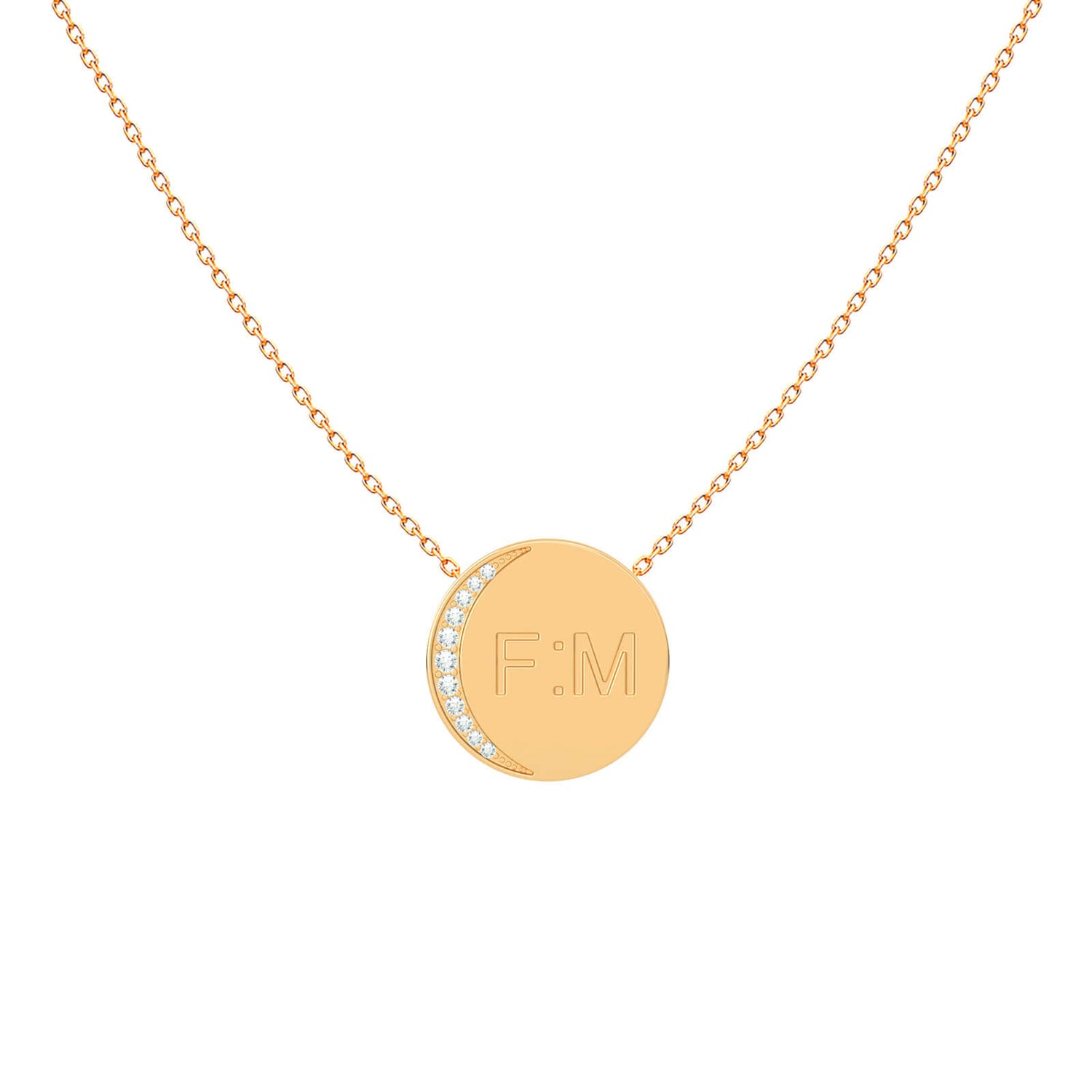 Medal Necklace Crescent Moon