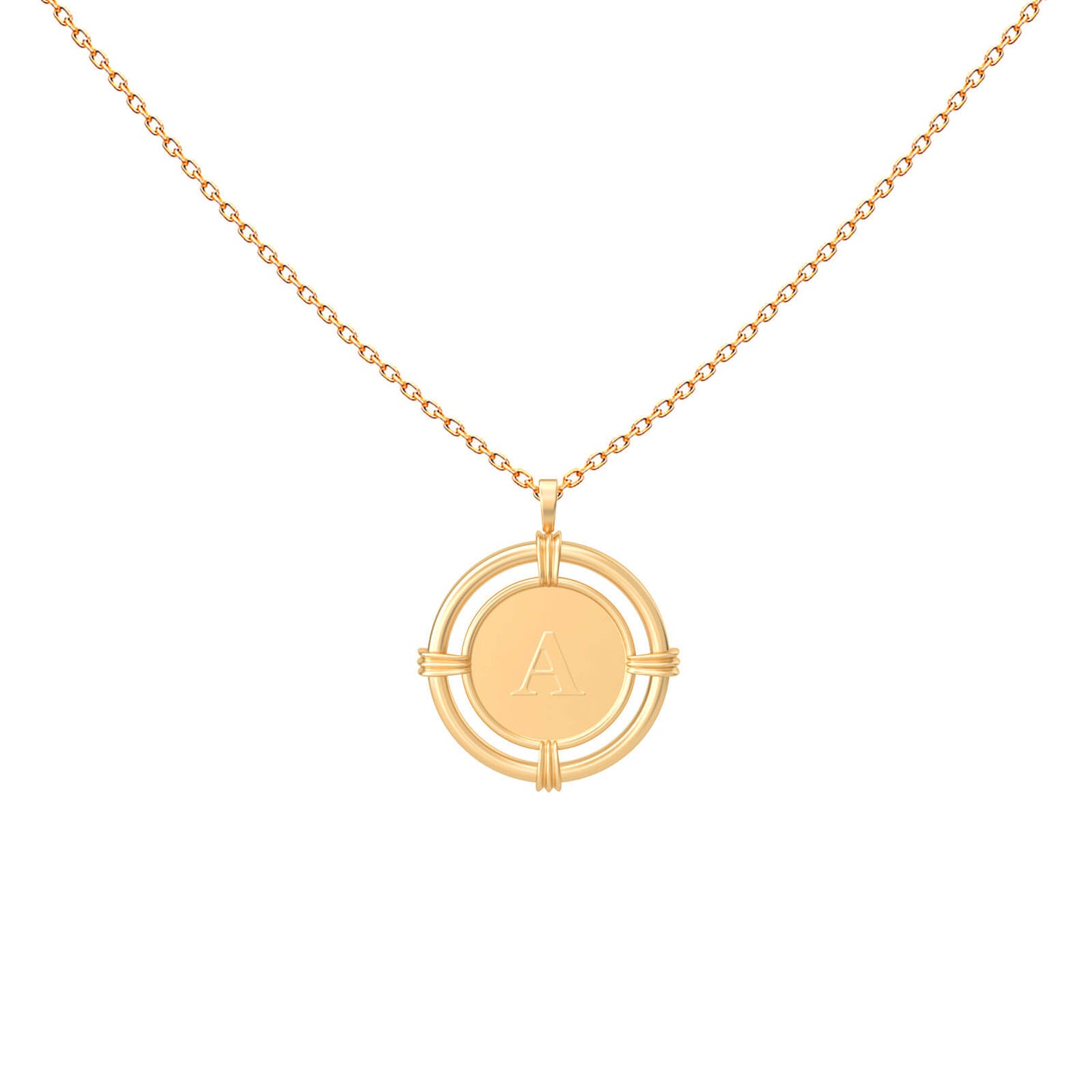 Medal Initial Necklace
