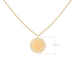 Diamond Sunburst Zodiac Medal Necklace, solid 18K gold, view 3 of 8