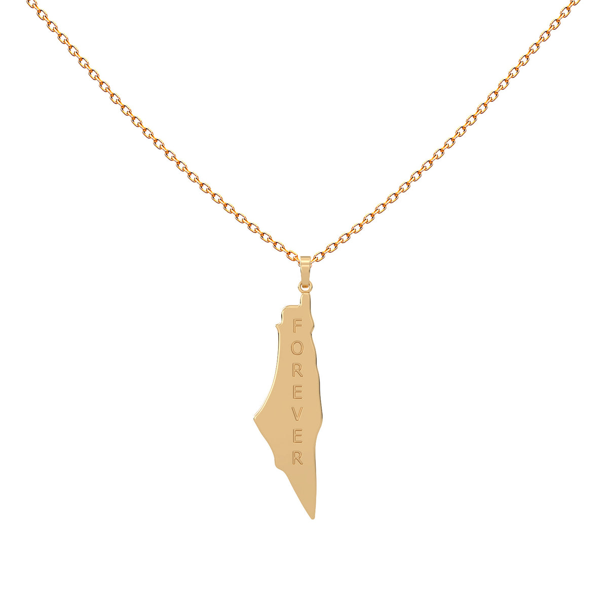 Engraved gold map pendant necklace in 18K gold – Palestine