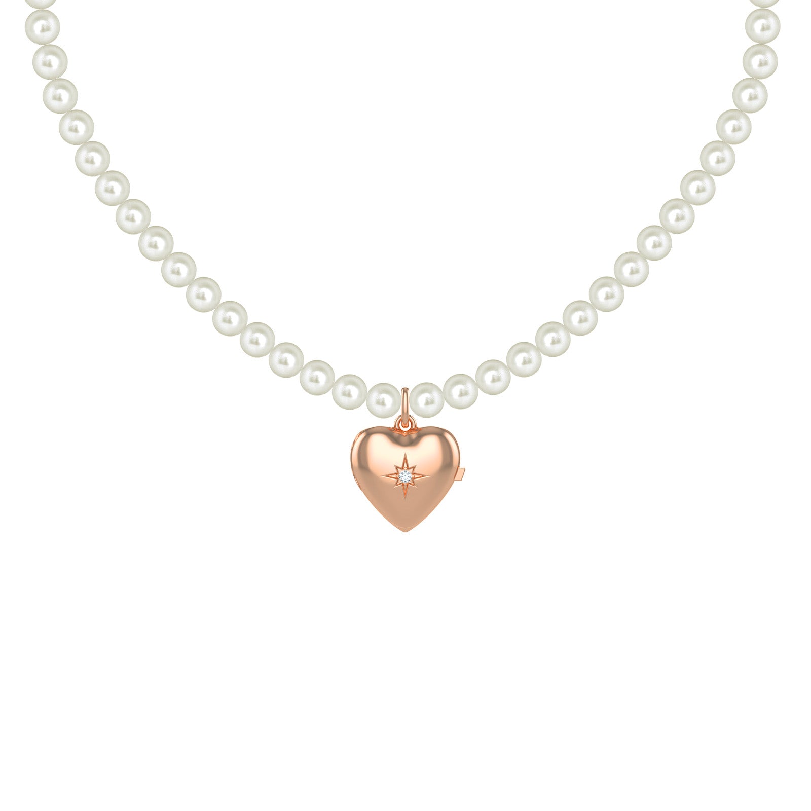 Gold Heart Pearl Necklace – Aquae Jewels