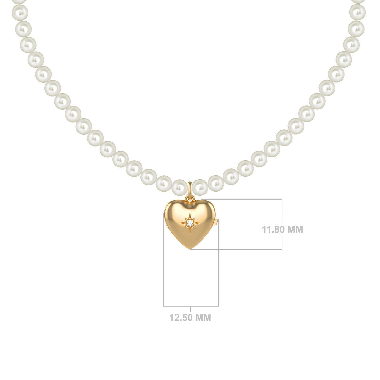 Gold Heart Pearl Necklace – Aquae Jewels