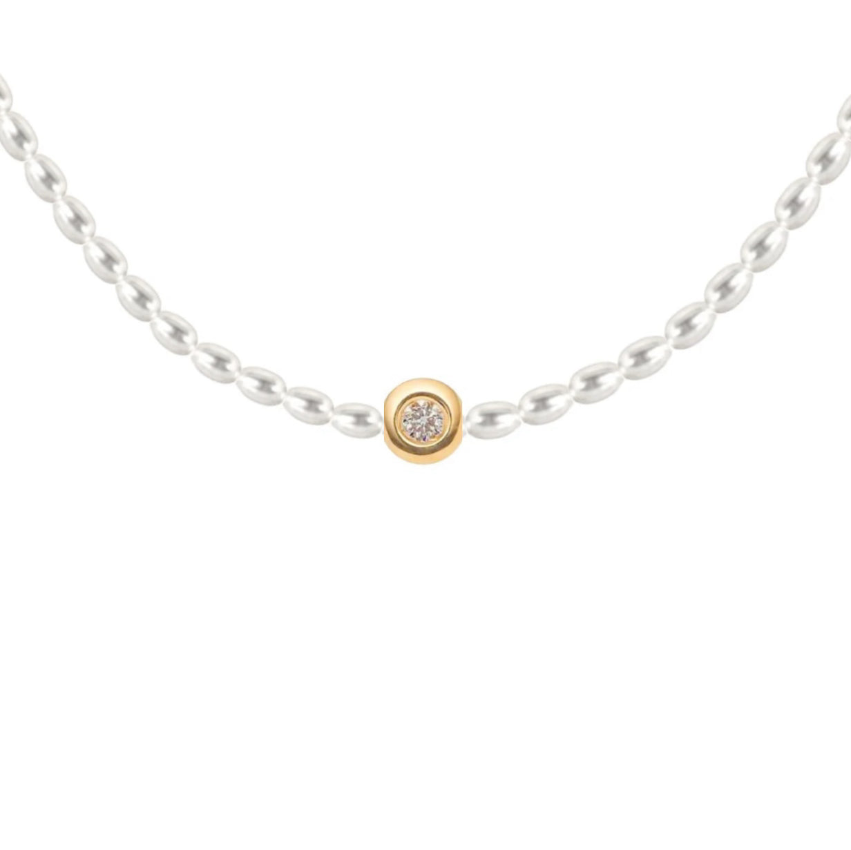 Diamant-Solitär-Perlenkette