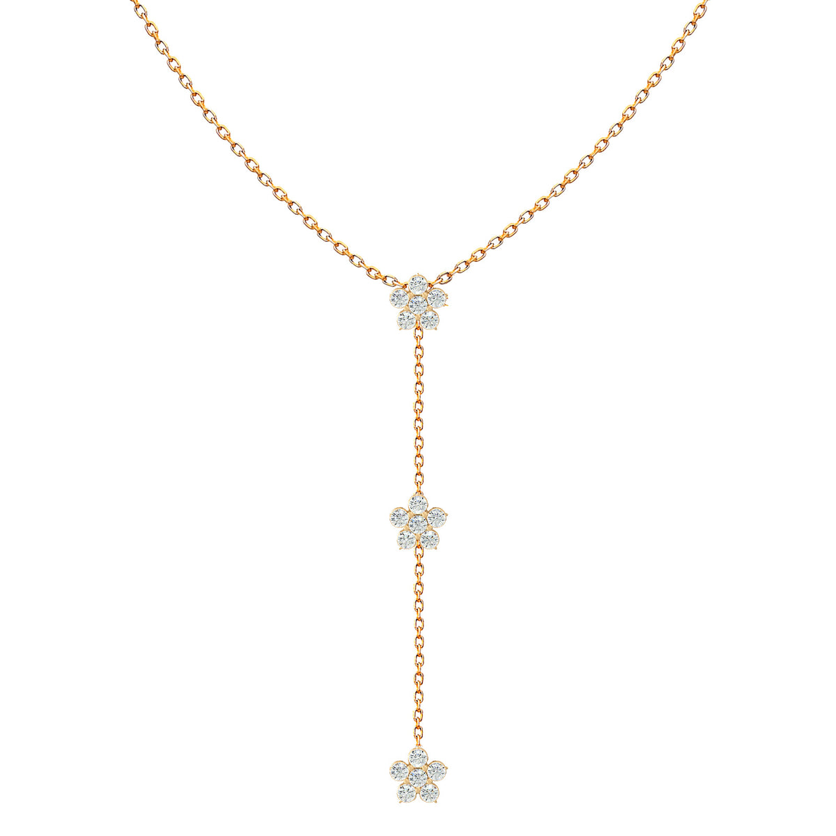 Three-flower diamond necklace in 18K gold – Red Carpet Trilogy