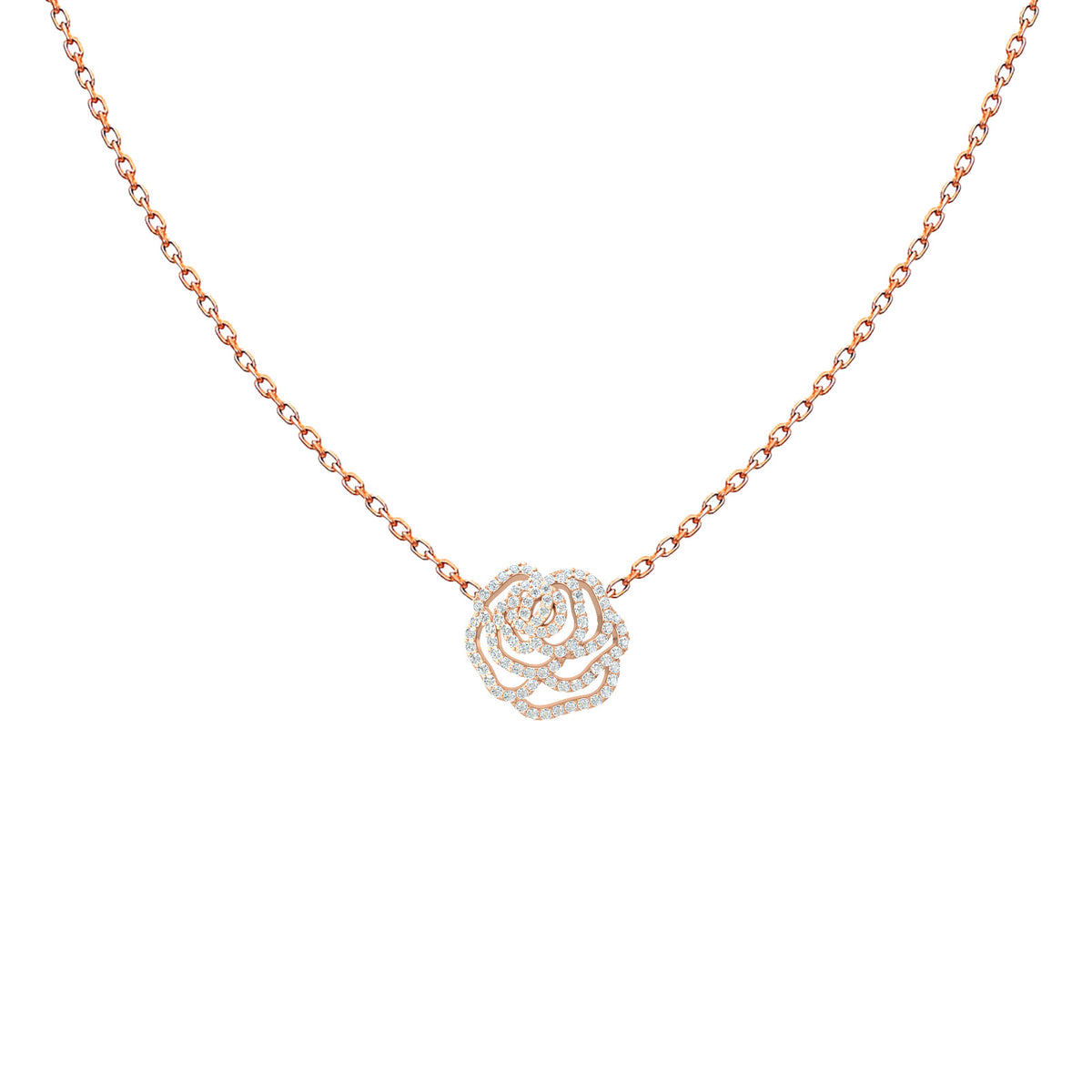 Openwork Diamond Rose Necklace – Rose Chouchou, solid 18K gold, view 4 of 8