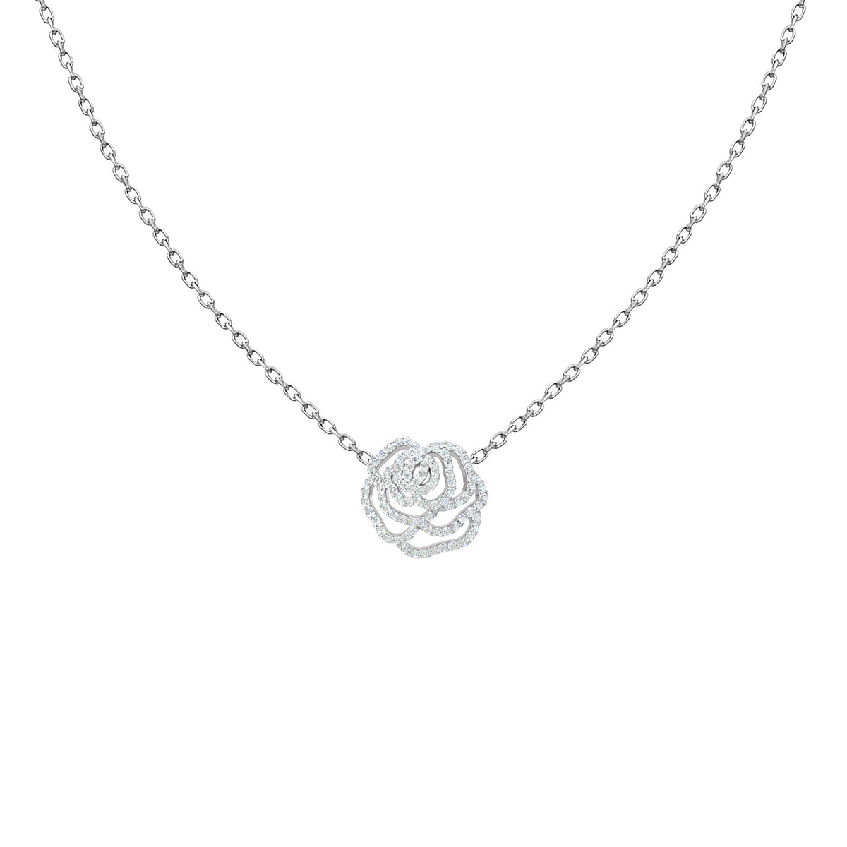 Openwork Diamond Rose Necklace – Rose Chouchou, solid 18K gold, view 5 of 8