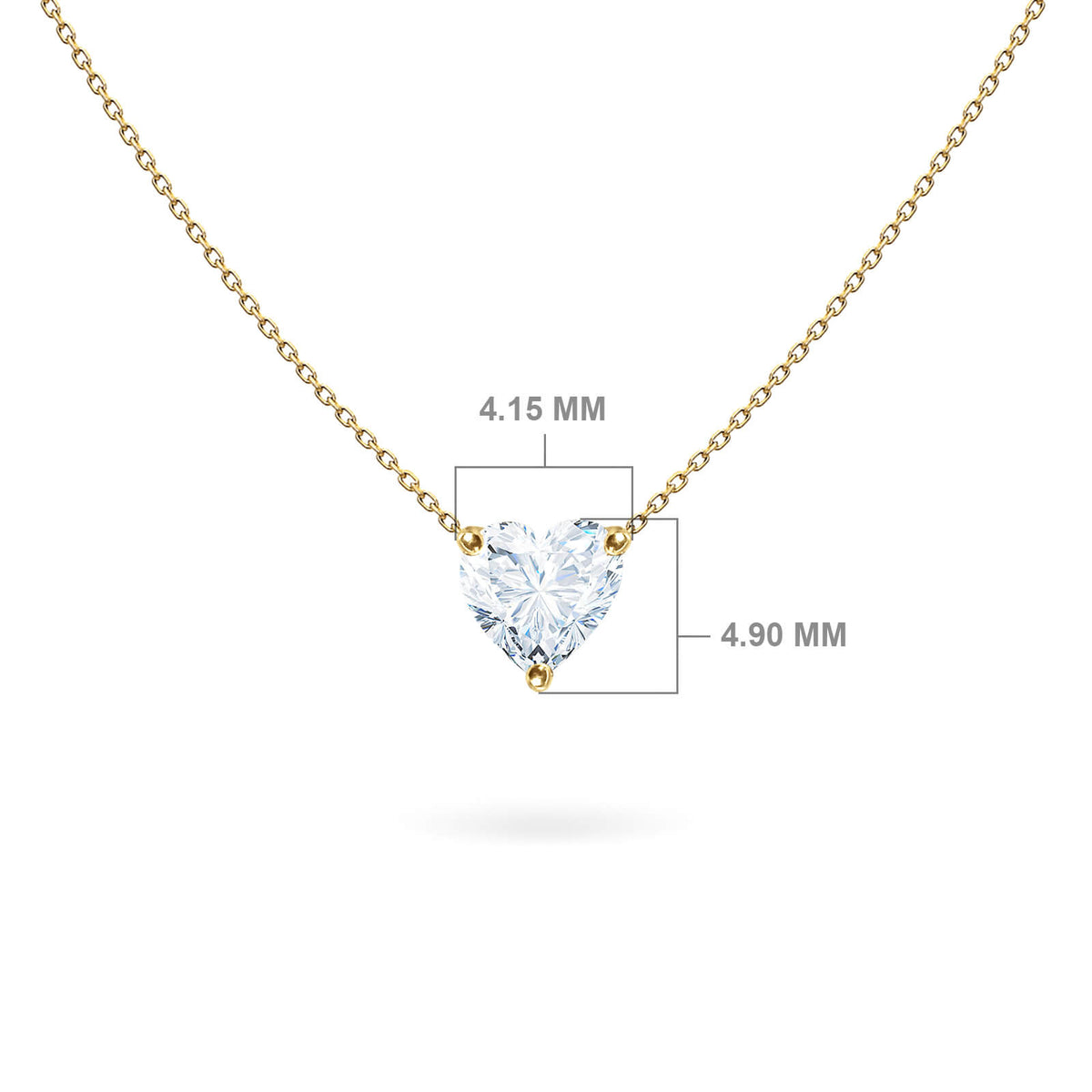 Pure Heart necklace in 18K yellow gold worn at the collarbone – Aquae Jewels