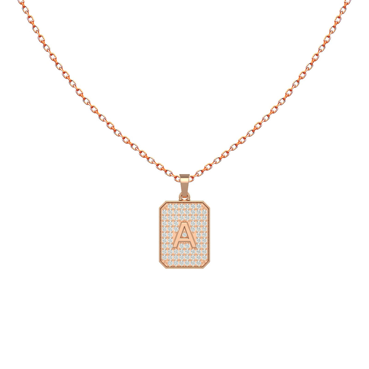 Diamond Tag Initial Necklace, solid 18K gold, view 4 of 8