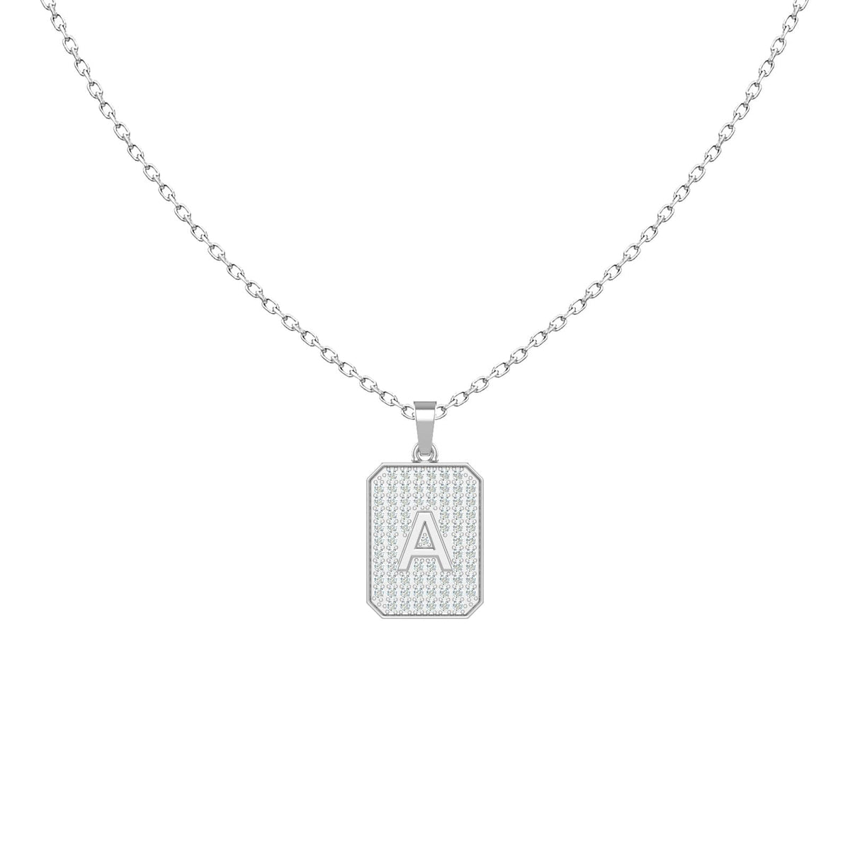 Diamond Tag Initial Necklace, solid 18K gold, view 5 of 8