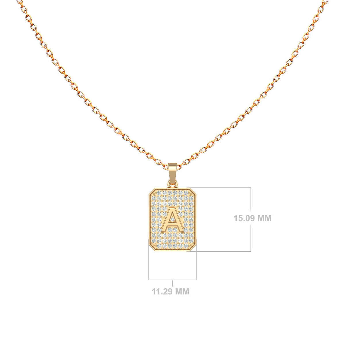 Diamond Tag Initial Necklace, solid 18K gold, view 3 of 8