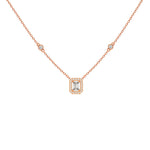 Emerald-cut diamond halo pendant necklace in rose 18K gold – Verona