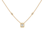 Emerald-cut diamond halo pendant necklace in yellow 18K gold – Verona
