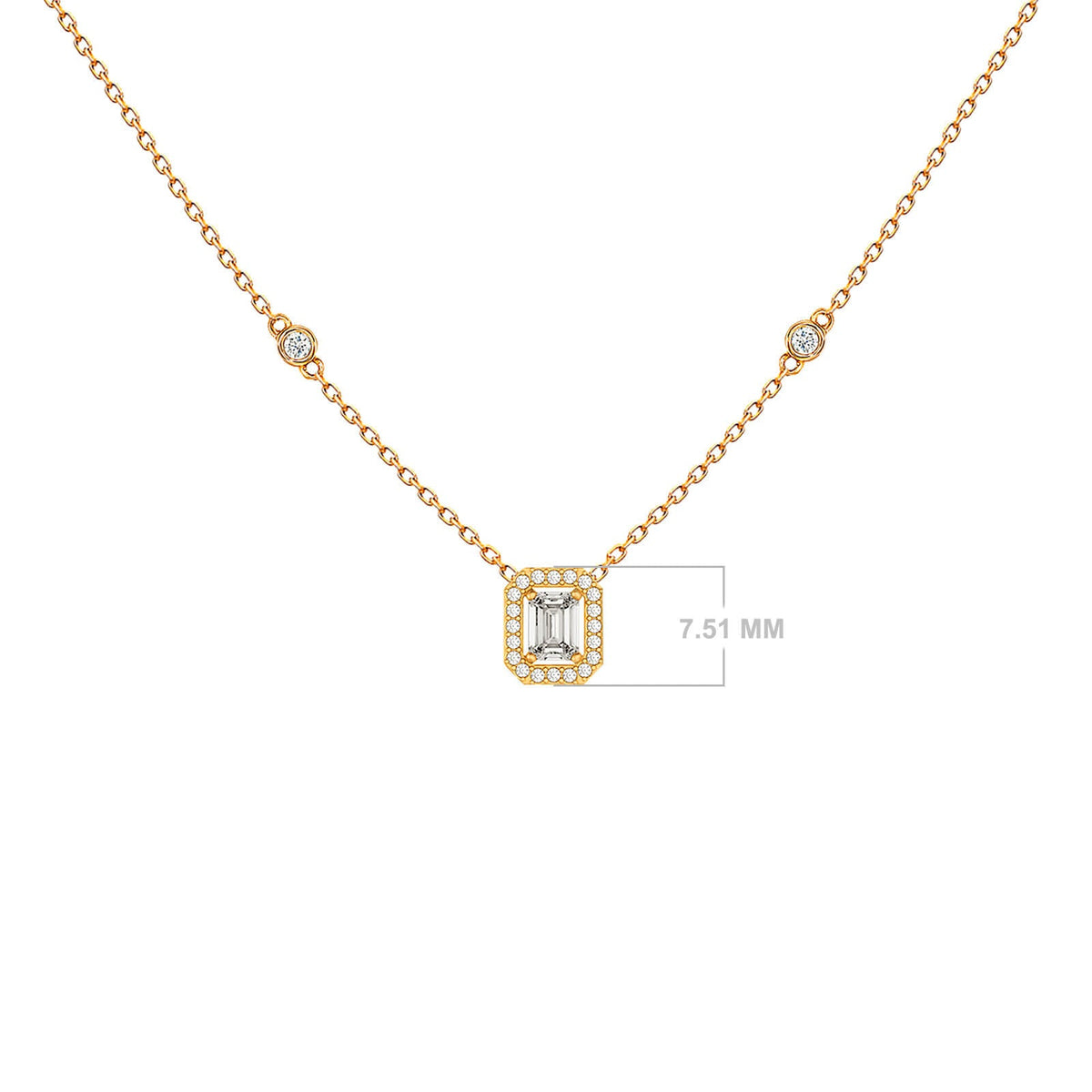 Emerald-cut Verona pendant shown with its dimensions