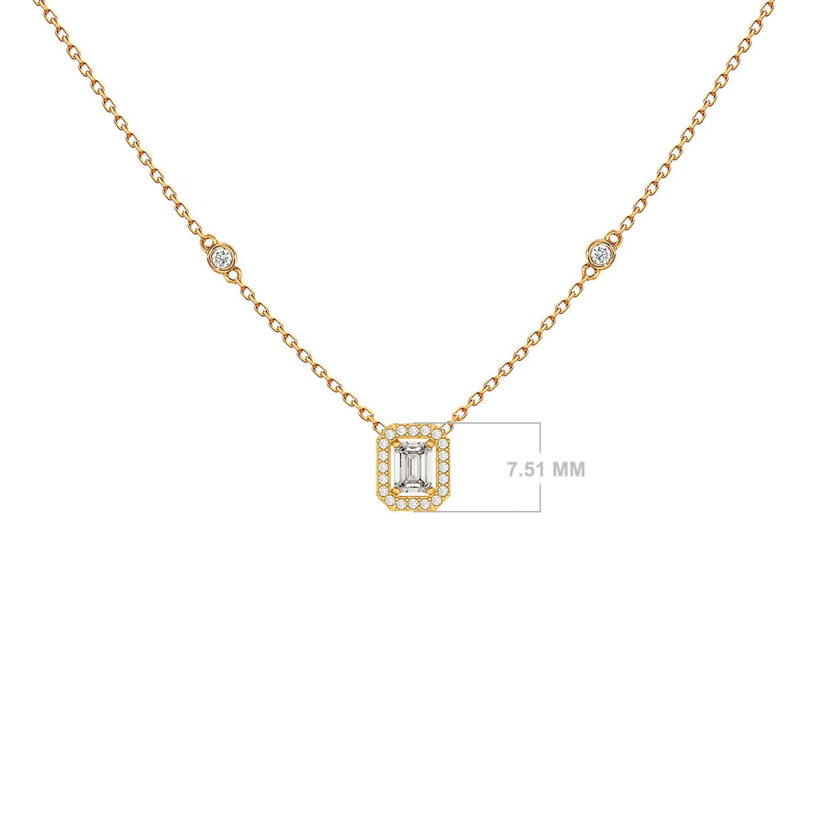 Emerald-cut Verona pendant shown with its dimensions