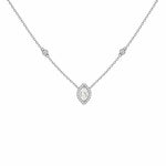 Marquise diamond halo pendant necklace in white 18K gold – Verona