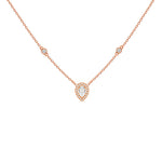Pear-cut diamond halo pendant necklace in rose 18K gold – Verona