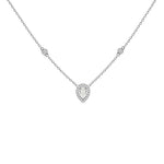 Pear-cut diamond halo pendant necklace in white 18K gold – Verona