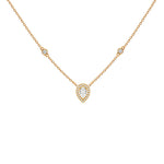 Pear-cut diamond halo pendant necklace in yellow 18K gold – Verona