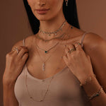 NECKLACE LONG CONSTELLATION STONES, 18K GOLD