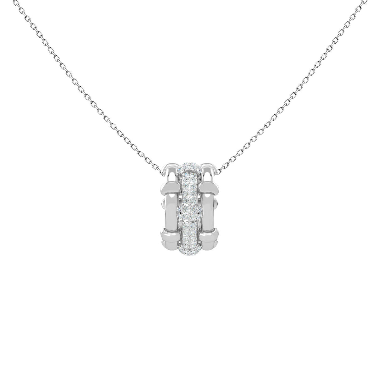 Woven Gold & Diamond Pendant Necklace – Burlington, solid 18K gold, view 4 of 8