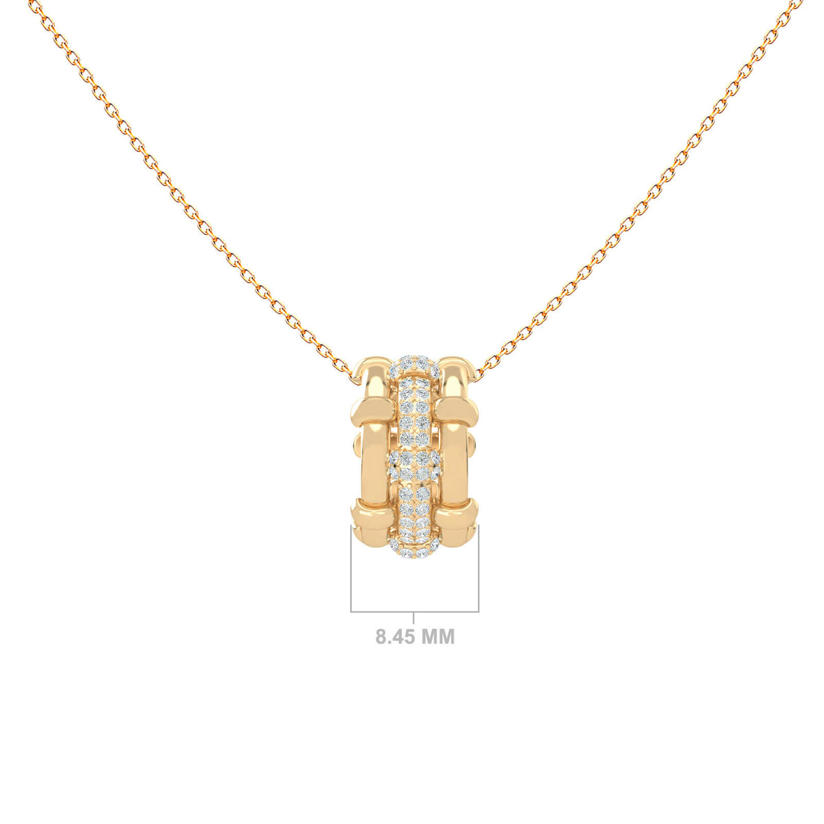 Woven Gold & Diamond Pendant Necklace – Burlington, solid 18K gold, view 3 of 8