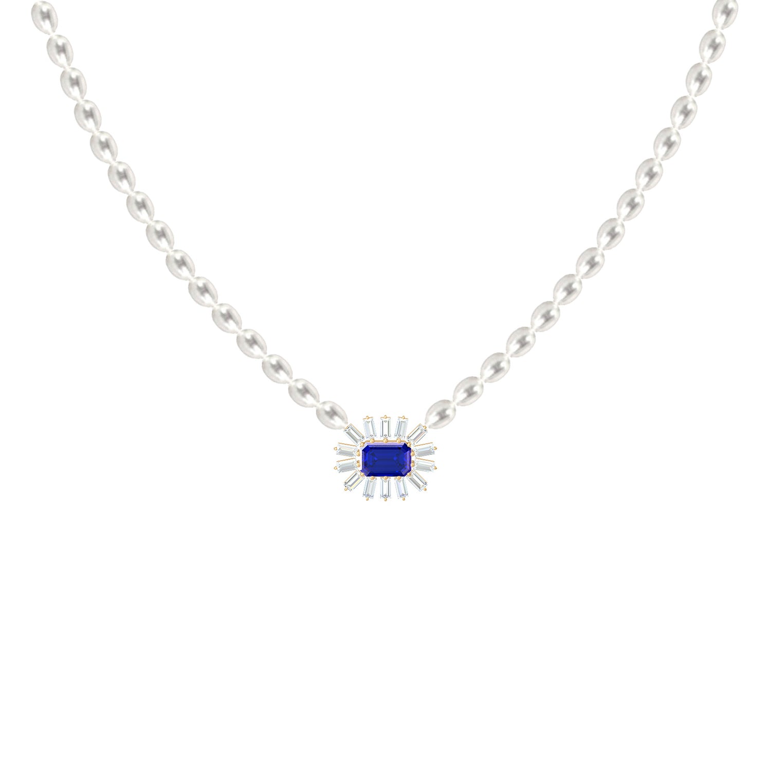 Cleopatra Baguette Pearls Necklace