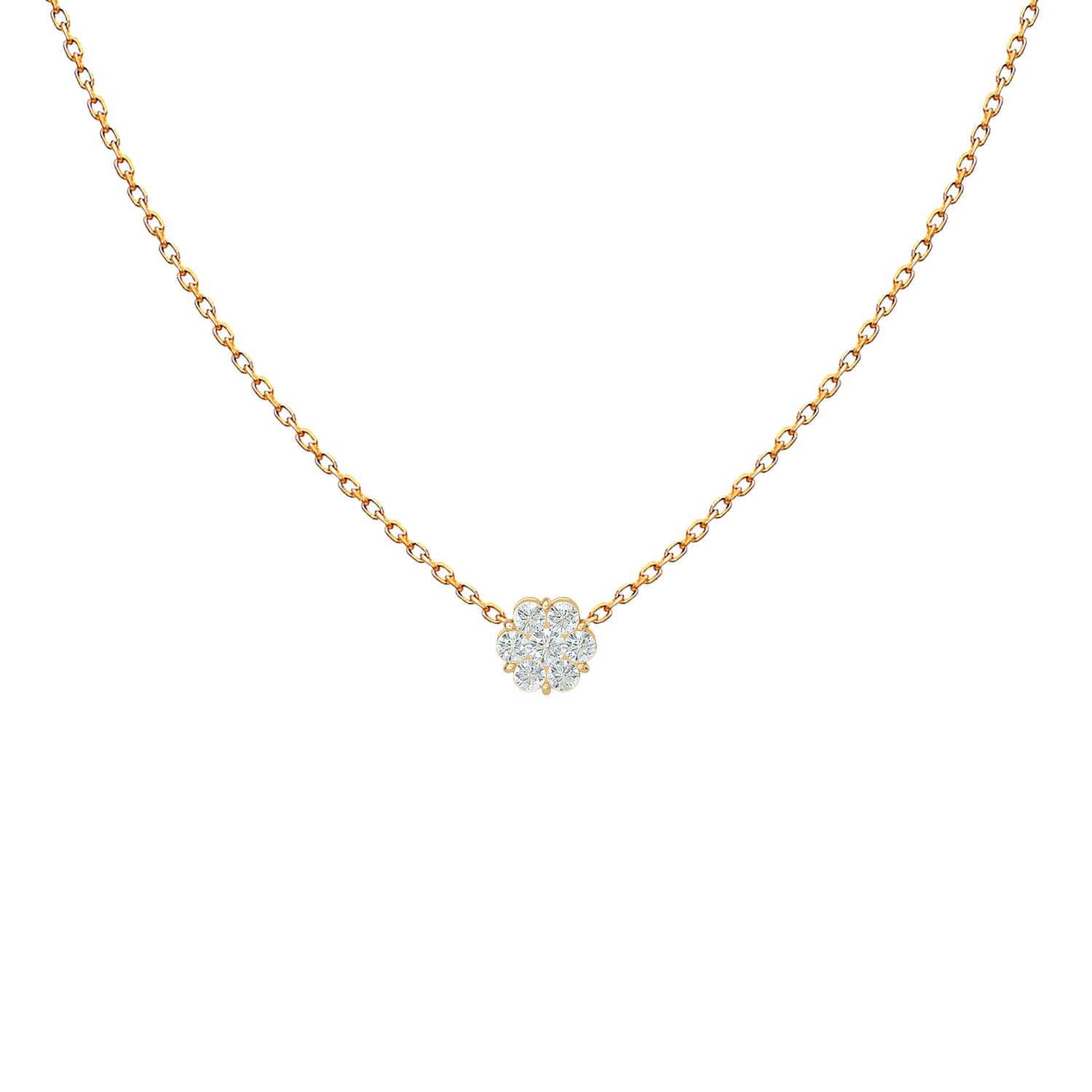 Flower Cluster Diamonds Necklace